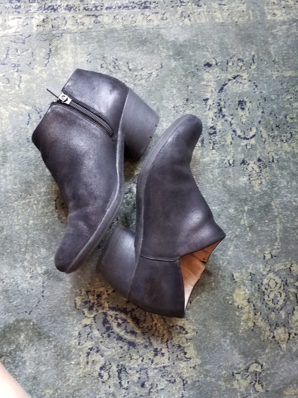 Dansko Black Leather Ankle Booties with Side Zip